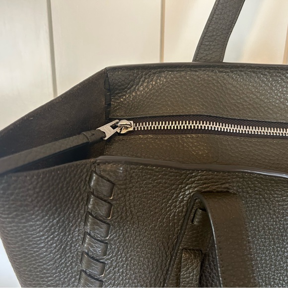 All Saints moss green leather tote with top zipper, pouch and original dust bag - Picture 17 of 17